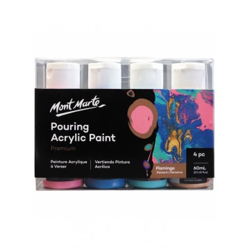 Mont Marte Premium Pouring Acrylic Paint 60ml (2oz) 4pc Set - Flamingo